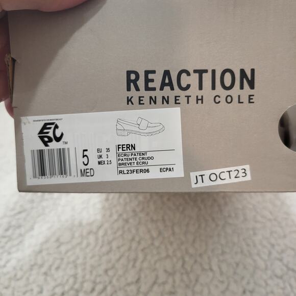 NIB Kenneth Cole Reaction Fern Loafer Ecru  Patent Women's size  5 - Picture 6 of 6
